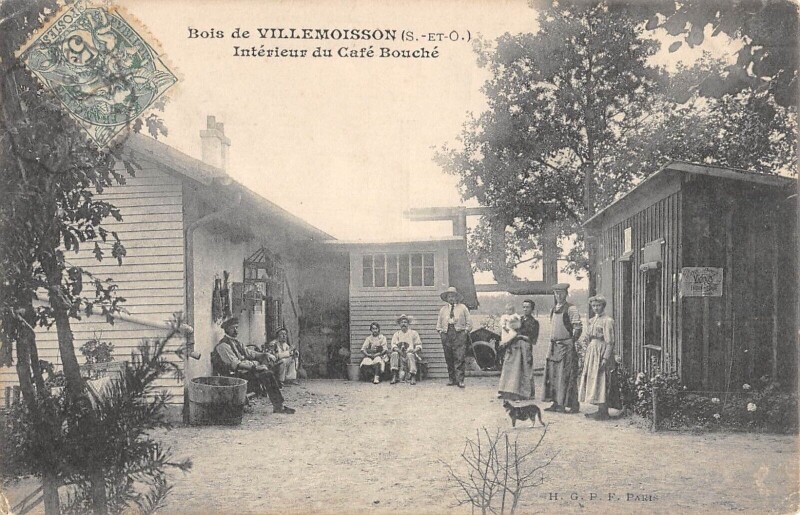Carte postale ancienne Bois De Villemoisson - Interieur Du Cafe Bouche