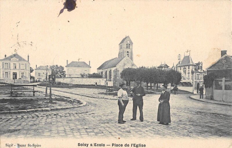 Carte postale ancienne Soisy Sur Ecole - Place De L'Eglise