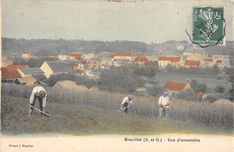 Carte postale ancienne Breuillet - Vue D'Ensemble - scène d'agriculture à Breuillet