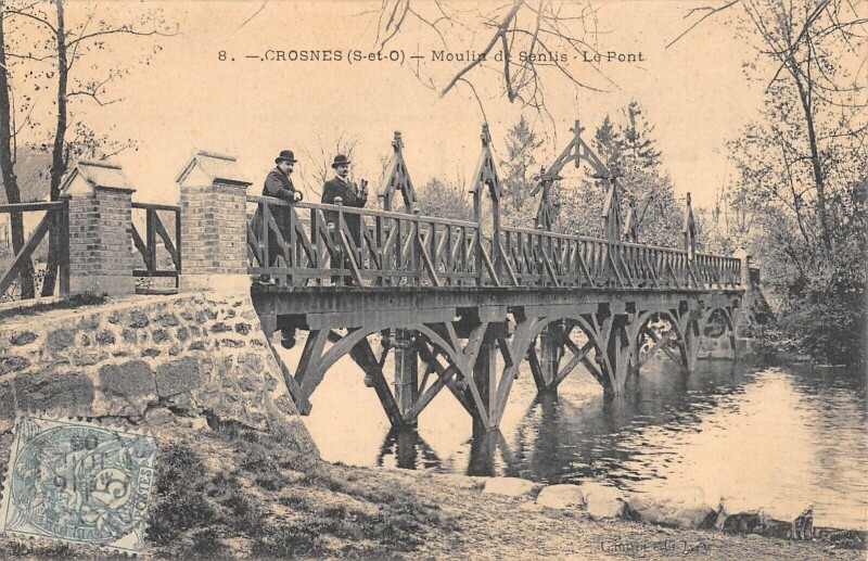 Carte postale ancienne Crosnes - Moulin De Senlis - Le Pont à Crosne