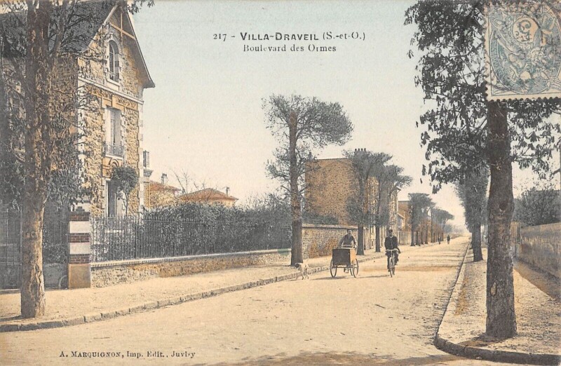Carte postale ancienne Villa Draveil / Boulevard Des Ormes / Triporteur / cliché colorisé à Draveil