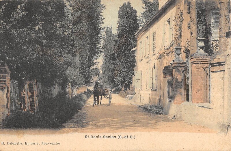 Carte postale ancienne Saint Denis Saclas - Attelage à Saclas