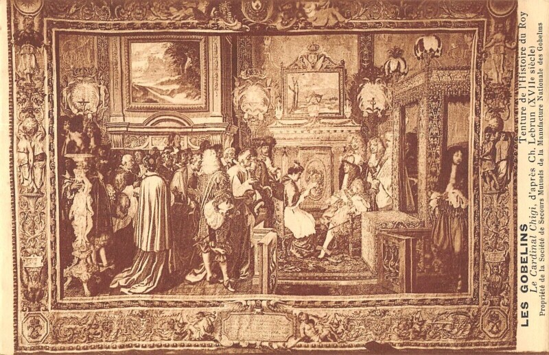 Carte postale ancienne Les Gobelins - Tenture de l'Histoire du Roy - Le Cardinal Chigi à Paris 13e