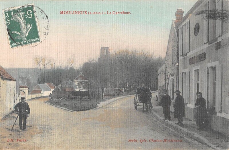 Carte postale ancienne Moulineux - Le Carrefour - cpa toilée