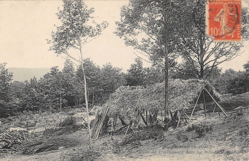 Carte postale ancienne Bures - Hutte De Treillageurs Dans Les Bois De Bures - Metier