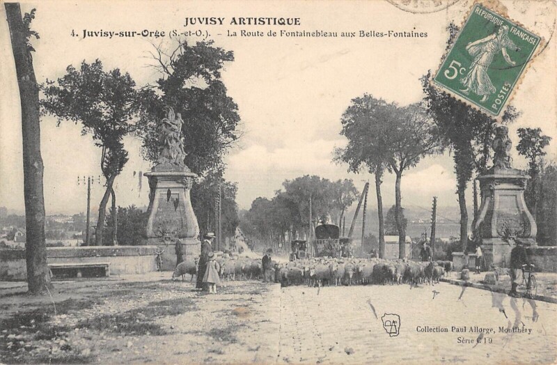 Carte postale ancienne Juvisy Sur Orge - La Route De Fontainebleau Aux Belles Fontaines - Berger à Juvisy-sur-Orge