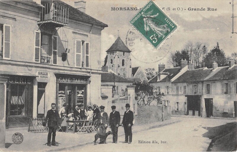 Carte postale ancienne Morsang Sur Orge / Grande Rue / Cafe / Tabac à Morsang-sur-Orge