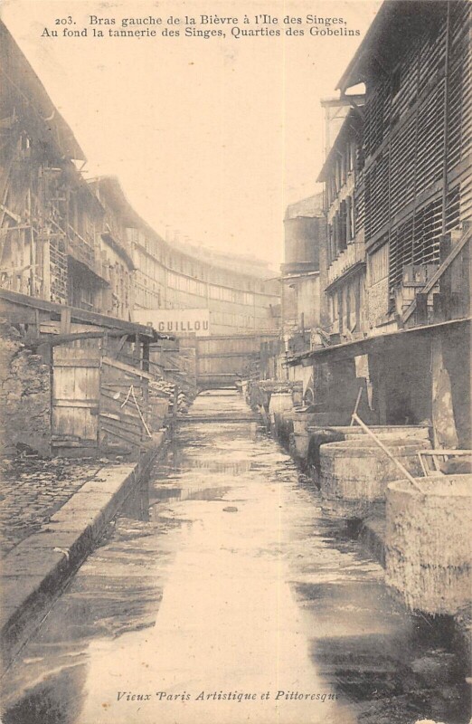 Carte postale ancienne Paris 13e Bras Gauche De La Bievre A L'Ile Des Singes Tannerie Des Singes à Paris 13e