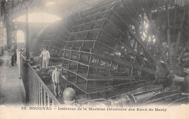 Carte postale ancienne Bougival Interieur De La Machine Elevatoire Des Eaux De Marly à Bougival