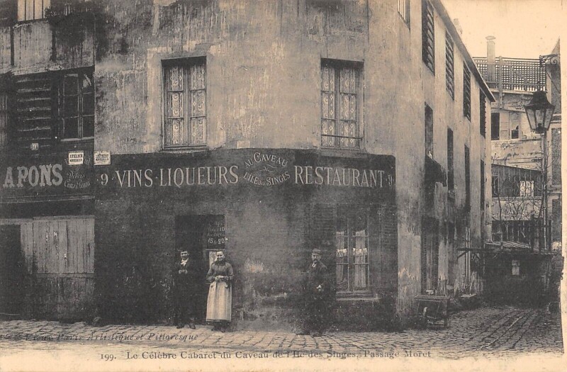 Carte postale ancienne Paris 13e Le Celebre Cabaret Du Caveau De L'Ile Des Singes Passage Moret à Paris 13e