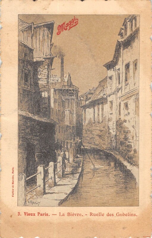 Carte postale ancienne Paris 13e Vieux Paris La Bievre Ruelle Des Gobelins à Paris 13e