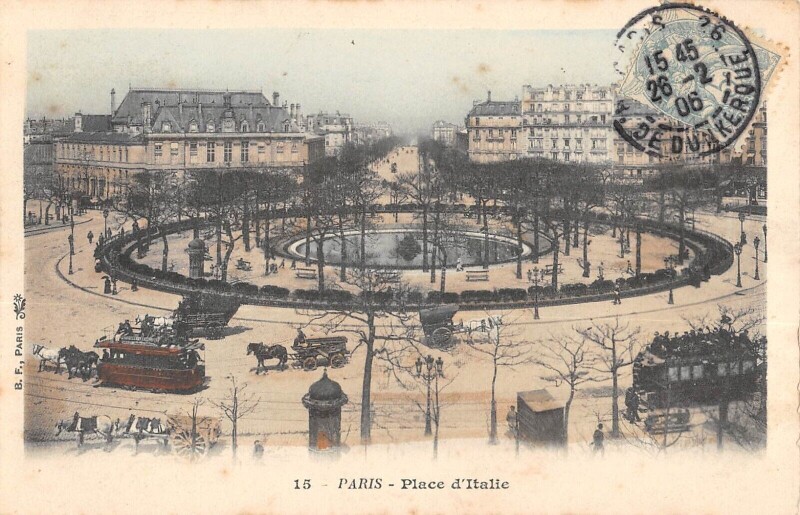 Carte postale ancienne Place d'Italie à Paris 13e