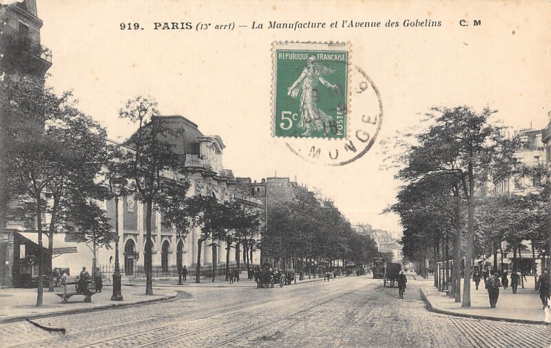 Carte postale ancienne La Manufacture et l'Avenue des Gobelins à Paris 13e