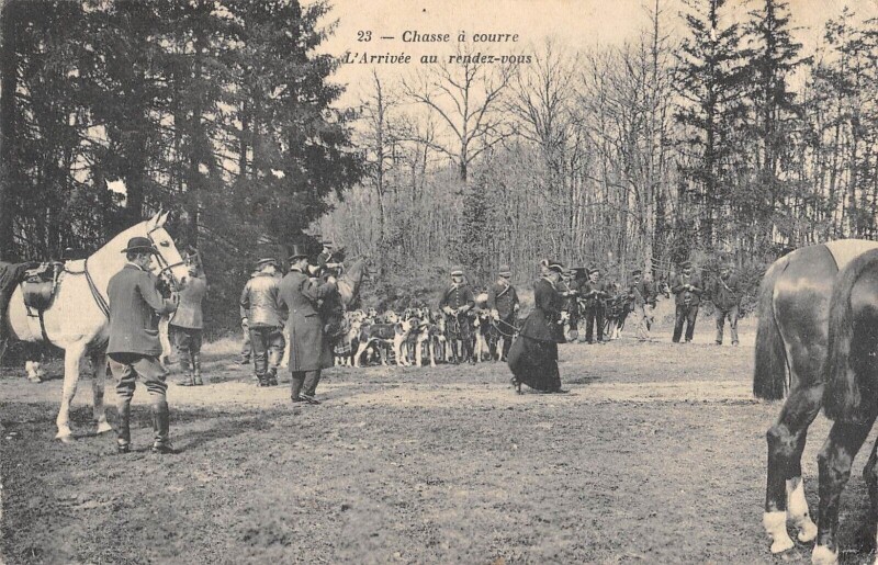 Carte postale ancienne Chasse A Courre L'Arrivee Au Rendez Vous