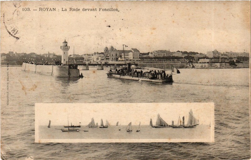 Carte postale ancienne Royan - La Rade devant Foncillon à Royan
