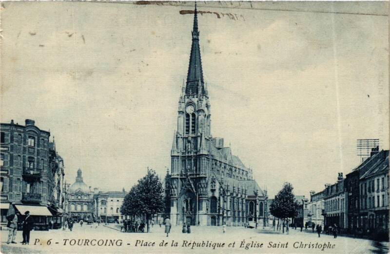 Carte postale ancienne Nord Tourcoing L'Eglise Saint-Christophe à Tourcoing