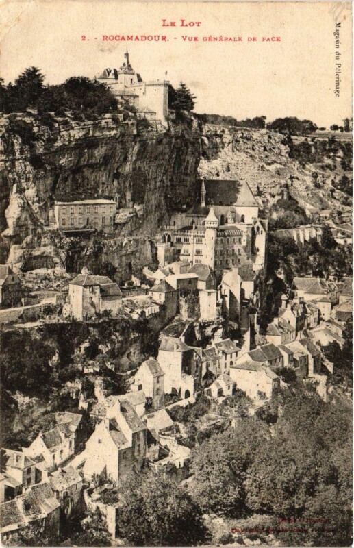 Carte postale ancienne Lot Rocamadour Vue généralde de face à Rocamadour