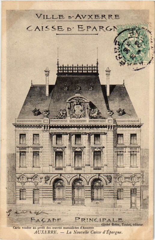 Carte postale ancienne Auxerre - La Nouvelle Caisse d'Epargne France à Auxerre