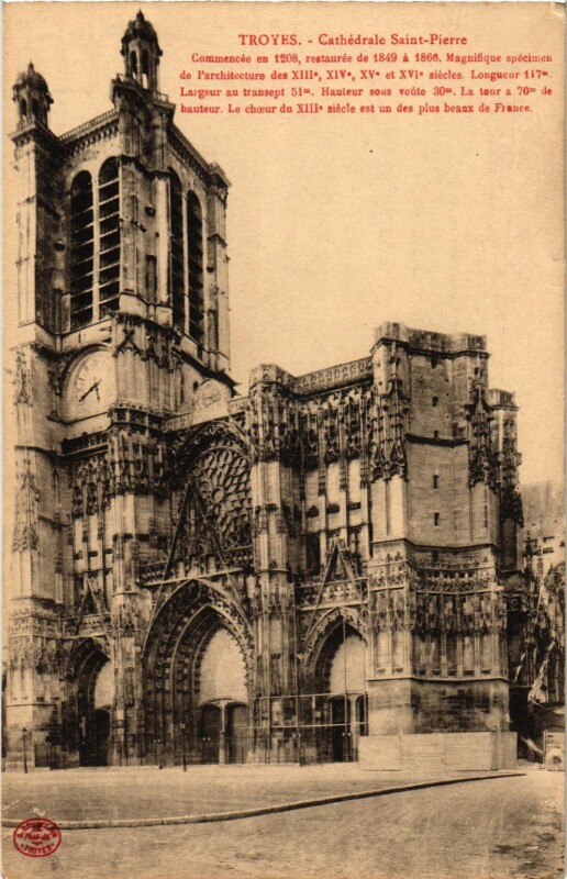 Carte postale ancienne Troyes- Cathedrale Saint Pierre France à Troyes