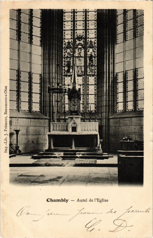 Carte postale ancienne Chambly - Autel de l'Eglise à Chambly