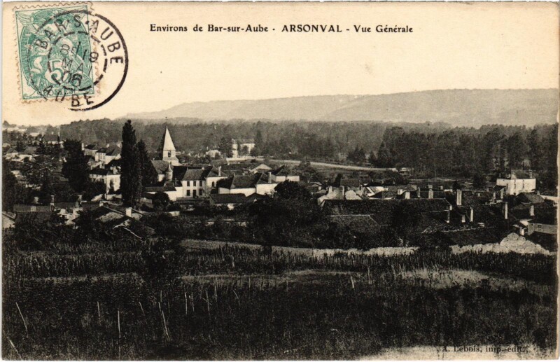 Carte postale ancienne Environs de Bar-sur-Aube Arsonval Vue générale Aube à Arsonval