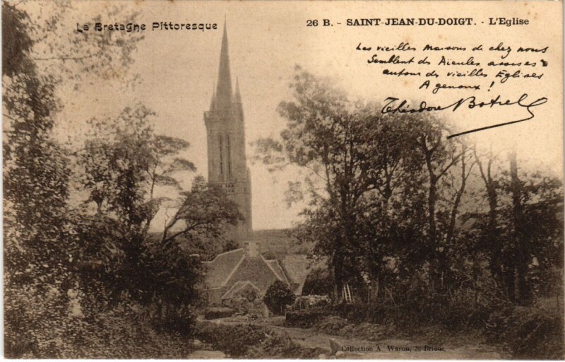 Carte postale ancienne Saint-Jean-du-Doigt - L'Eglise à Saint-Jean-du-Doigt