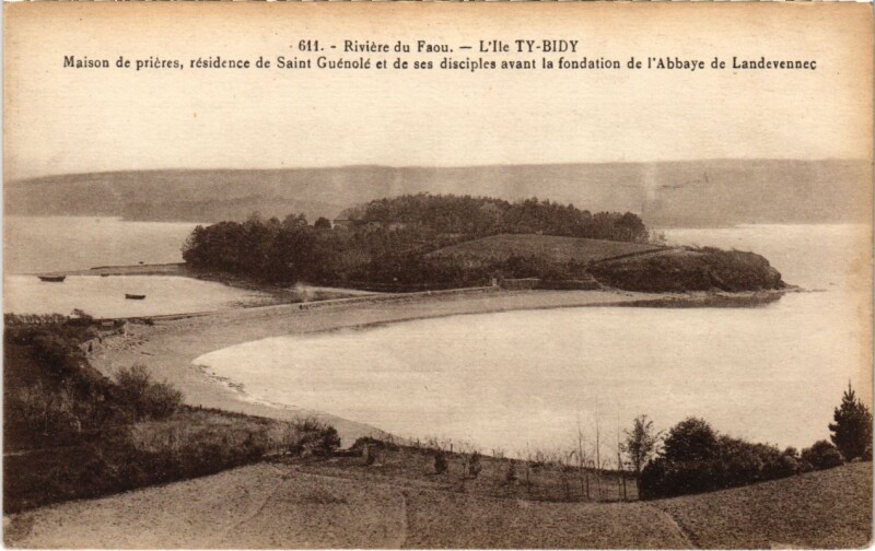 Carte postale ancienne Riviere du Faou - L'Ile Ty-Bidy - Vue
