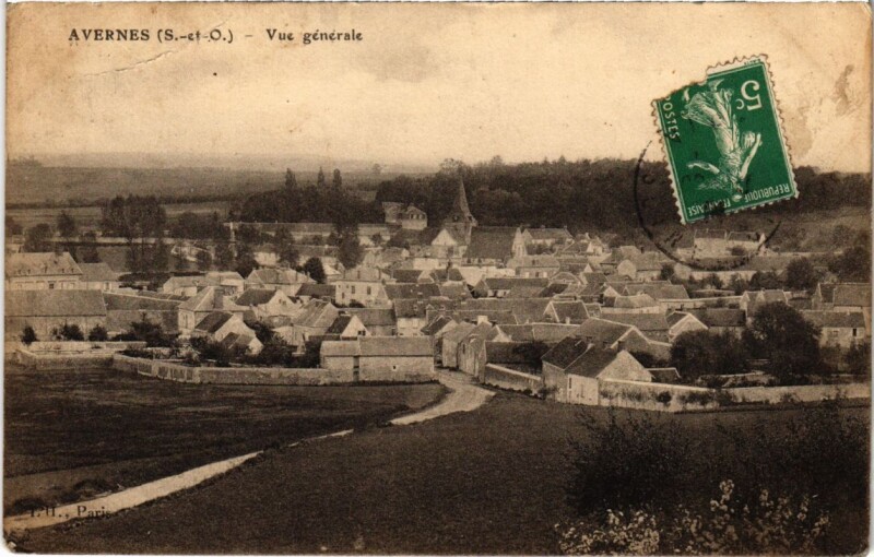 Carte postale ancienne Avernes - Vue générale à Avernes