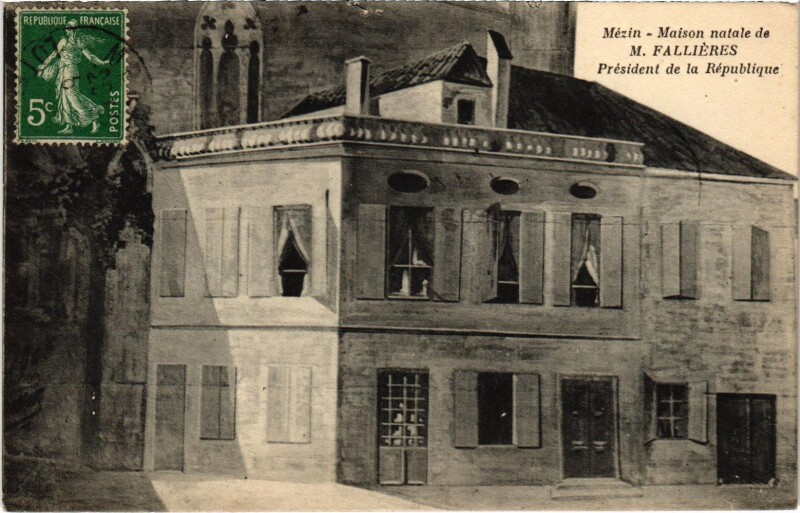Carte postale ancienne Mezis Maison natale de M. Fallieres