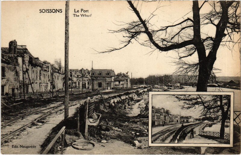 Carte postale ancienne Militaire Soissons - Le Port à Soissons