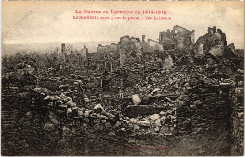 Carte postale ancienne Militaire Emberménil aprés 4 ans de guerre à Emberménil