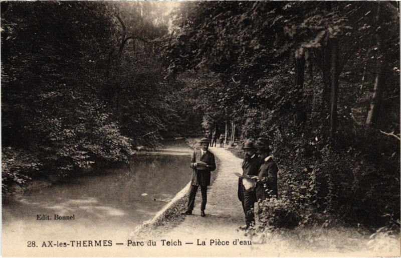 Carte postale ancienne Ax les Thermes- Parc du Teich ,La Piece d'eau France à Ax-les-Thermes
