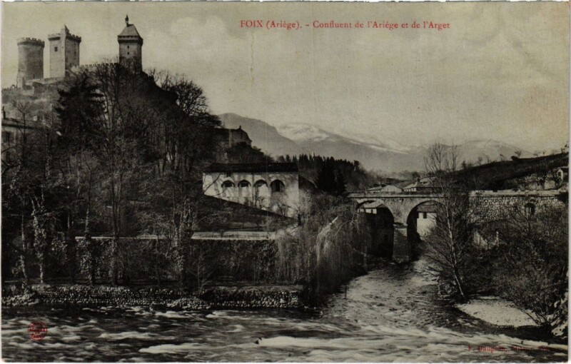 Carte postale ancienne Foix- Confluent de l'Ariege et de l'Arget France