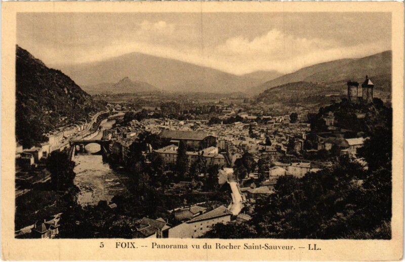 Carte postale ancienne Foix- panorama France