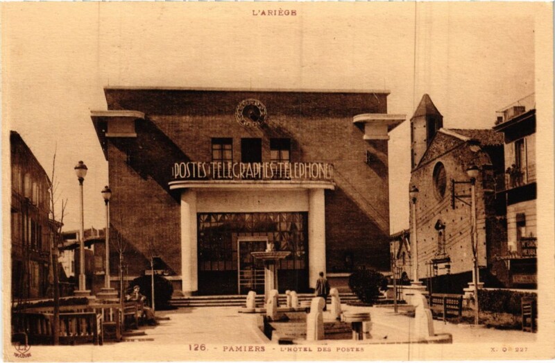 Carte postale ancienne Pamiers- Hotel des Postes France à Pamiers