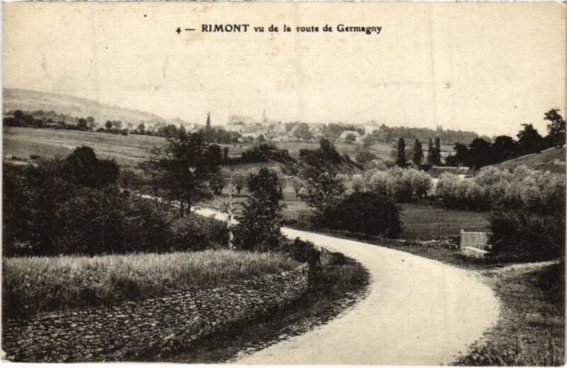 Carte postale ancienne Rimont- vu de la route de Germagny France à Rimont