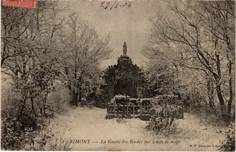 Carte postale ancienne Rimont- La Grotte des Bordes par temps de neige France à Rimont