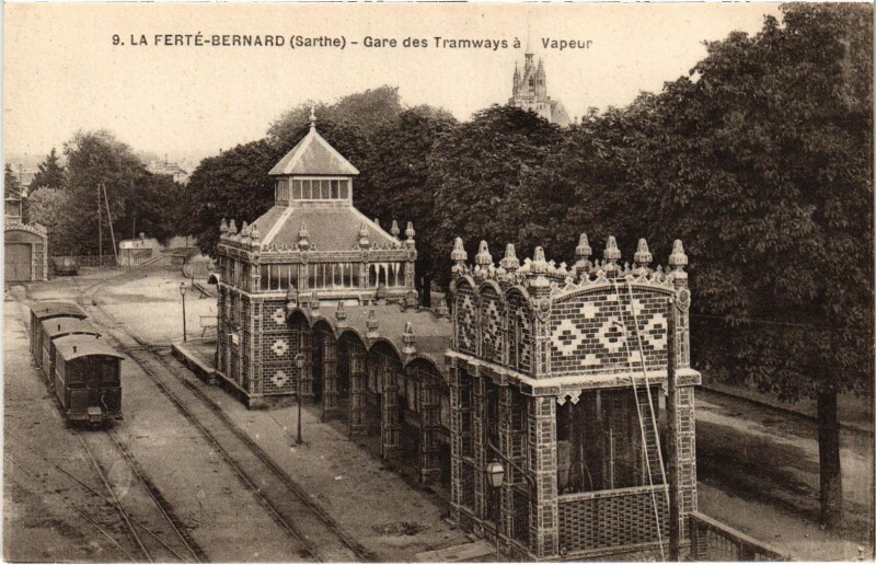 Carte postale ancienne La Ferte-Bernard Gare de Tram Vapeur