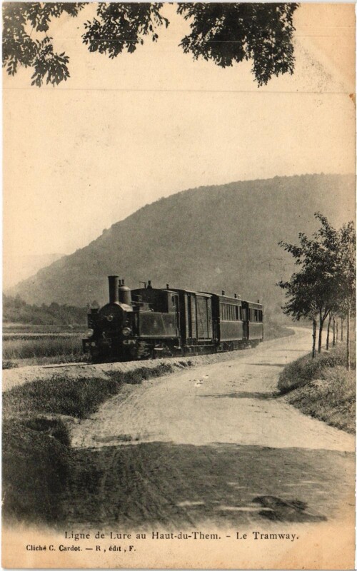 Carte postale ancienne Ligne de Lure au Haut-du-Them Tram Vapeur