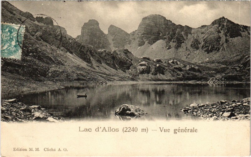 Carte postale ancienne Lac d'Allos Vue generale à Allos