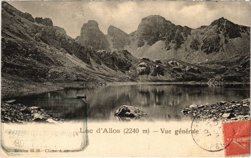 Carte postale ancienne Lac d'Allos Vue generale à Allos