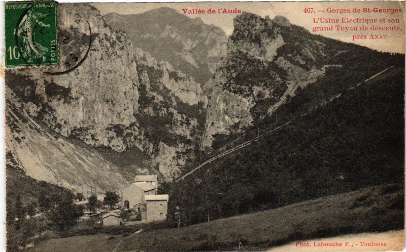 Carte postale ancienne Vallée de l'Aude - Gorges de Saint-Georges