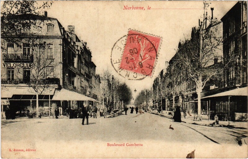 Carte postale ancienne Narbonne - Boulevard Gambetta à Narbonne