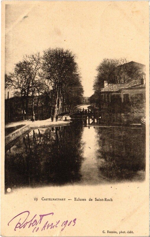Carte postale ancienne Castelnaudary - Ecluses de Saint-Roch à Castelnaudary