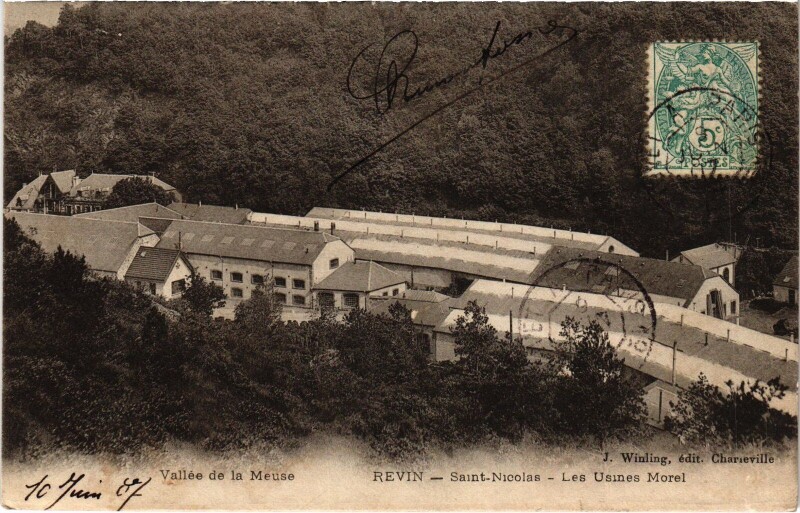Carte postale ancienne Revin - Saint Nicolas - Les Usines Morel à Revin
