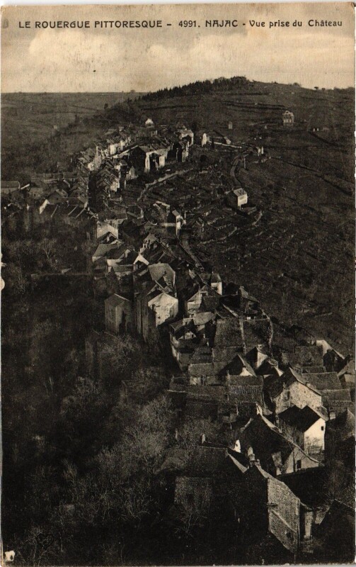 Carte postale ancienne Le Rouergue Pittoresque - Najac - Vue prise du Chateau à Najac