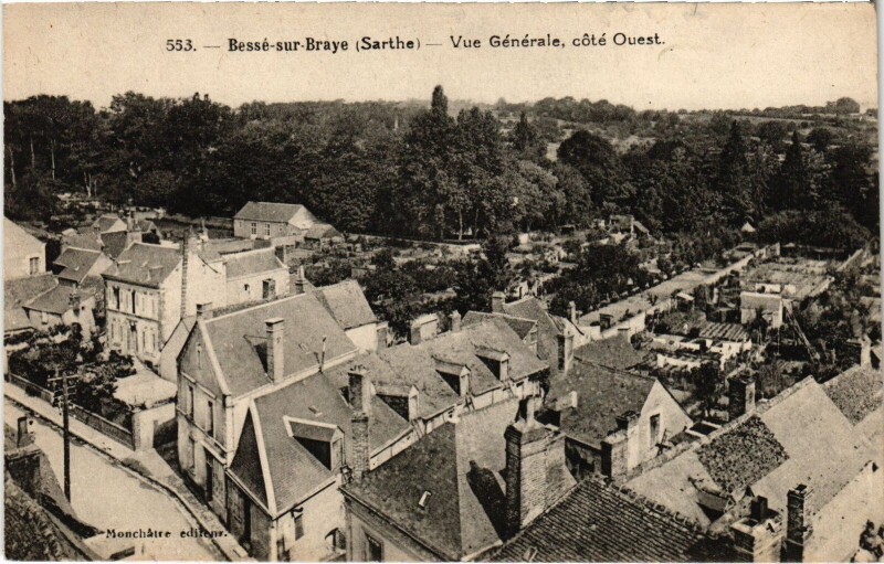 Carte postale ancienne Bessé-sur-Braye - Vue Générale, coté Ouest à Bessé-sur-Braye