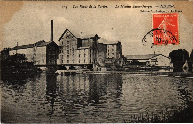 Carte postale ancienne Les Bords de la Sarthe - Le Moulin Saint-Georges