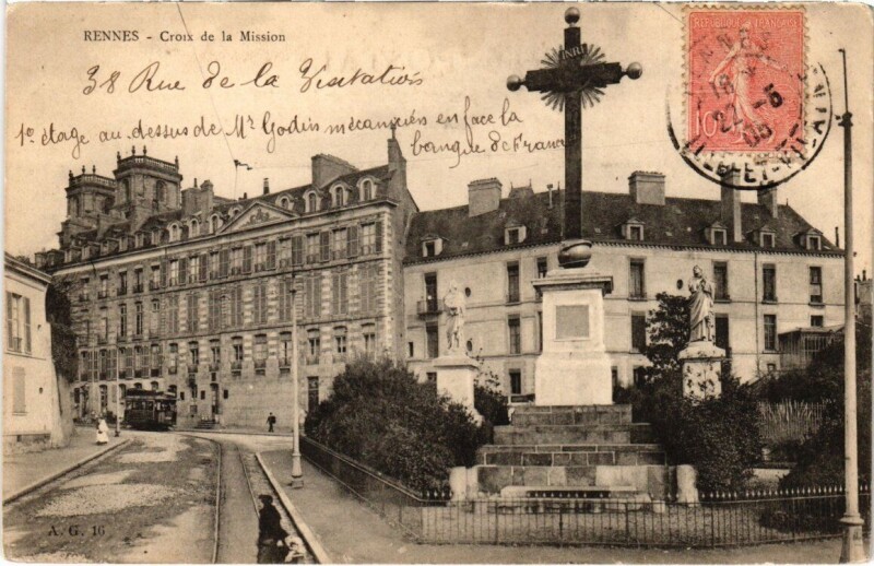 Carte postale ancienne Rennes - Croix de la Mission à Rennes