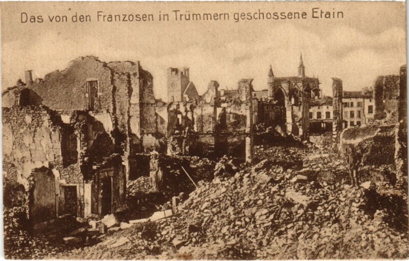 Carte postale ancienne Etain - Das von den Franzosen in Trummern Geschossene Etain à Étain